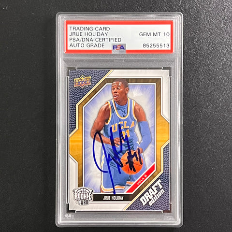 2009-10 Upper Deck Draft Edition #65 Jrue Holiday Signed Card AUTO 10 PSA Slabbed RC UCLA Celtics