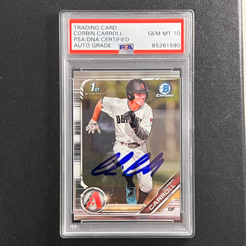 2019 Topps First Bowman Chrome #BDC-125 Corbin Carroll signed card PSA/DNA AUTO 10 Arizona Diamondbacks