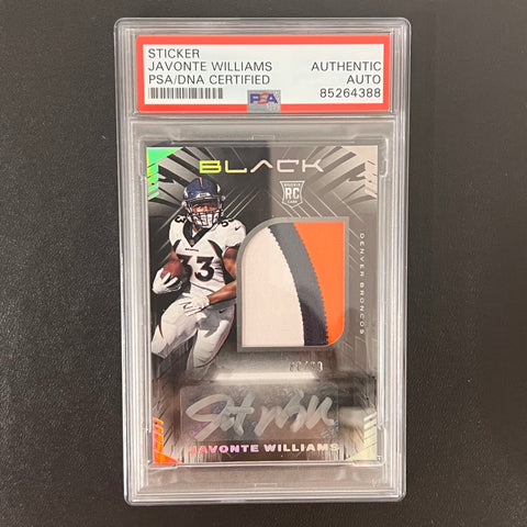 2021 Panini Black #225 Javonte Williams Signed Card AUTO PSA slabbed Denver Broncos RC