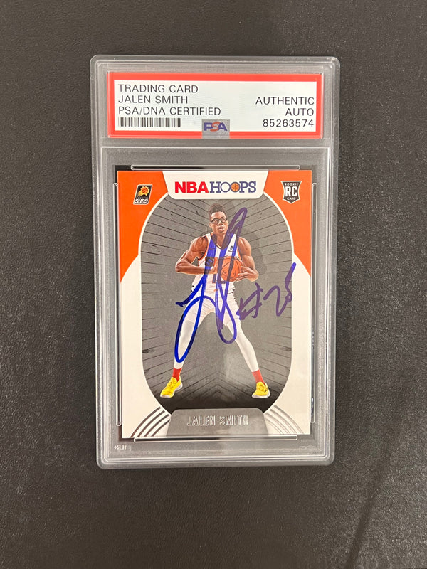 2020-21 NBA Hoops #240 Jalen Smith Signed Card AUTO PSA Slabbed RC Suns
