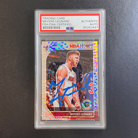 2019-20 Panini Hoops Premium Stock #161 Meyers Leonard Signed Card AUTO PSA Slabbed Heat