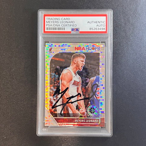 2019-20 Panini Hoops Premium Stock #161 Meyers Leonard Signed Card AUTO PSA Slabbed Heat