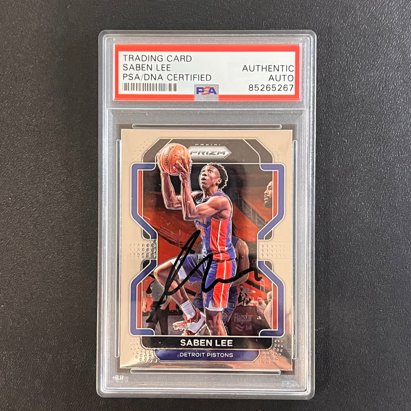 2021-22 Panini Prizm #205 Saben Lee Signed Card AUTO PSA Slabbed Pistons