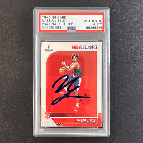 2019-20 NBA Hoops #220 Nassir Little Signed Rookie Card AUTO PSA Slabbed RC Blazers