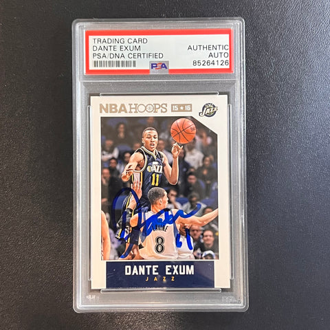 2015-16 NBA Hoops #9 Dante Exum Signed Card AUTO PSA Slabbed Jazz