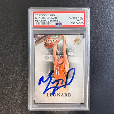 2012-13 SP Authentic #21 Meyers Leonard Signed Card AUTO PSA Slabbed Fighting Illinois