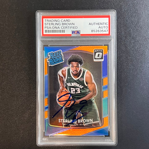 2017-18 Panini Donruss Optic Rated Rookie #165 Sterling Brown Signed Card PSA/DNA Slabbed RC Bucks