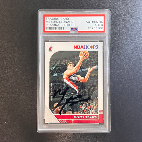 2019-20 Panini Hoops #161 Meyers Leonard Signed Card AUTO PSA Slabbed Heat