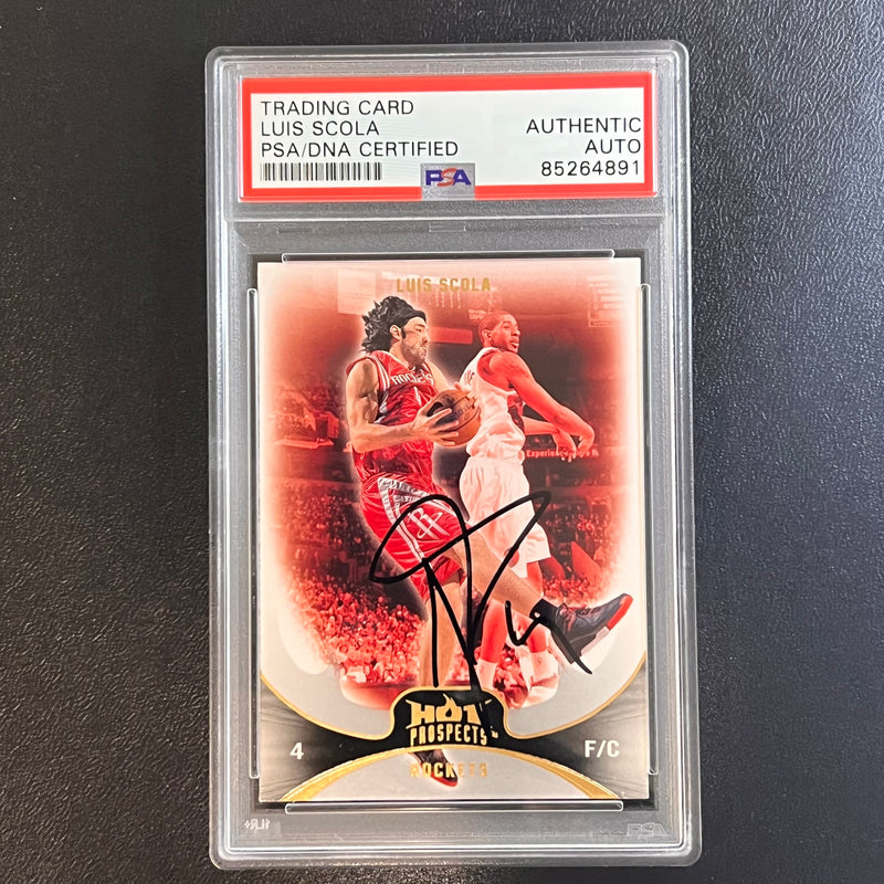 2008-09 Fleer Hot Prospects #77 Luis Scola Signed Card AUTO PSA/DNA Slabbed Rockets