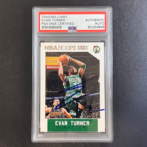 2015-16 NBA Hoops #21 Evan Turner Signed Card AUTO PSA Slabbed Celtics