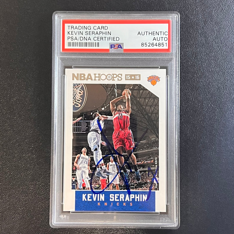 2015-16 NBA Hoops #132 Kevin Seraphin Signed Card AUTO PSA Slabbed Knicks
