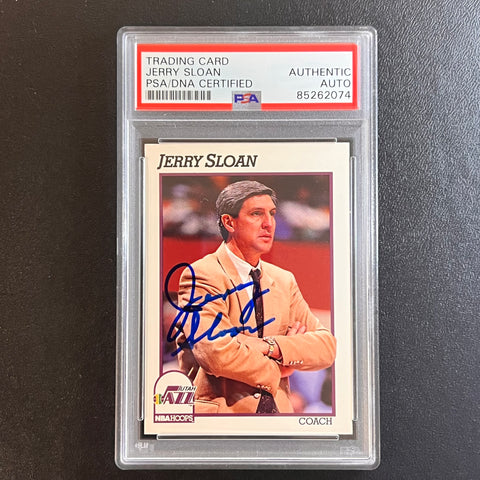 1991 NBA Hoops #246 Jerry Sloan Signed Card AUTO PSA Slabbed Jazz