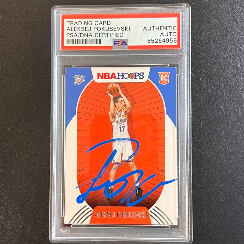 2020-21 Panini NBA Hoops #219 Aleksej Pokusevski Signed Card AUTO PSA Slabbed RC Thunder