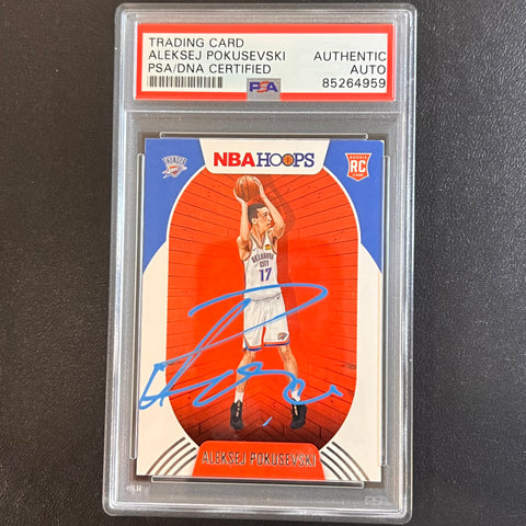 2020-21 Panini NBA Hoops #219 Aleksej Pokusevski Signed Card AUTO PSA Slabbed RC Thunder