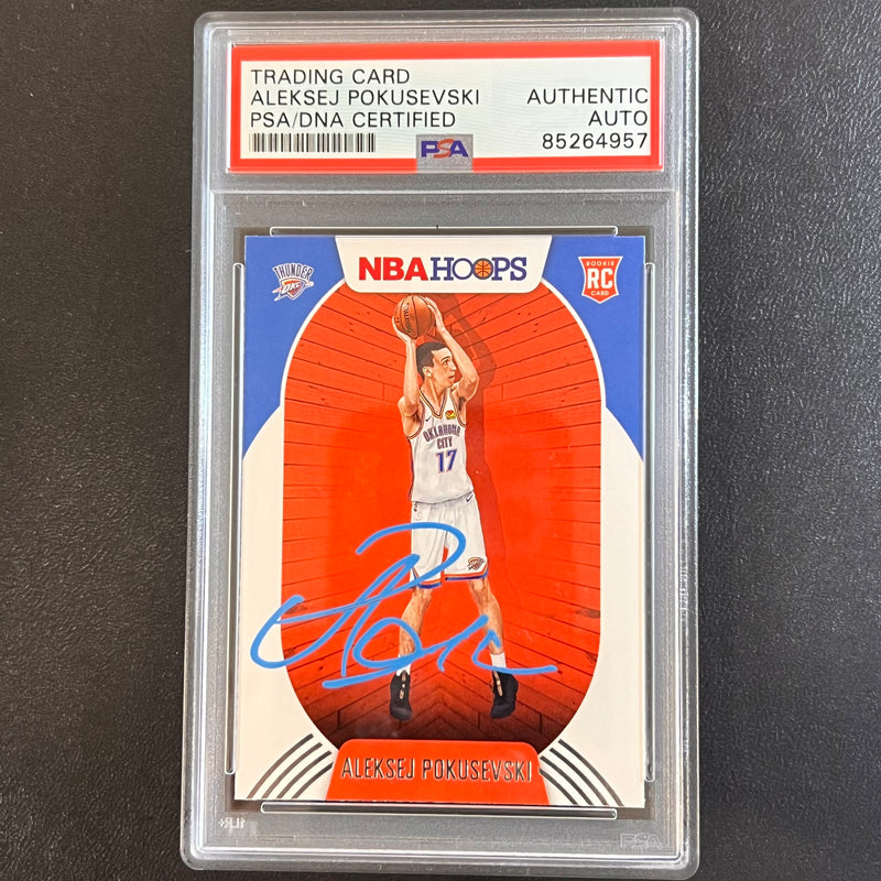 2020-21 Panini NBA Hoops #219 Aleksej Pokusevski Signed Card AUTO PSA Slabbed RC Thunder
