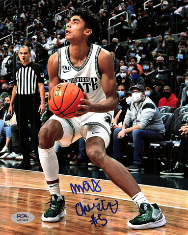 MAX CHRISTIE Signed 8x10 photo PSA/DNA Michigan State Autographed