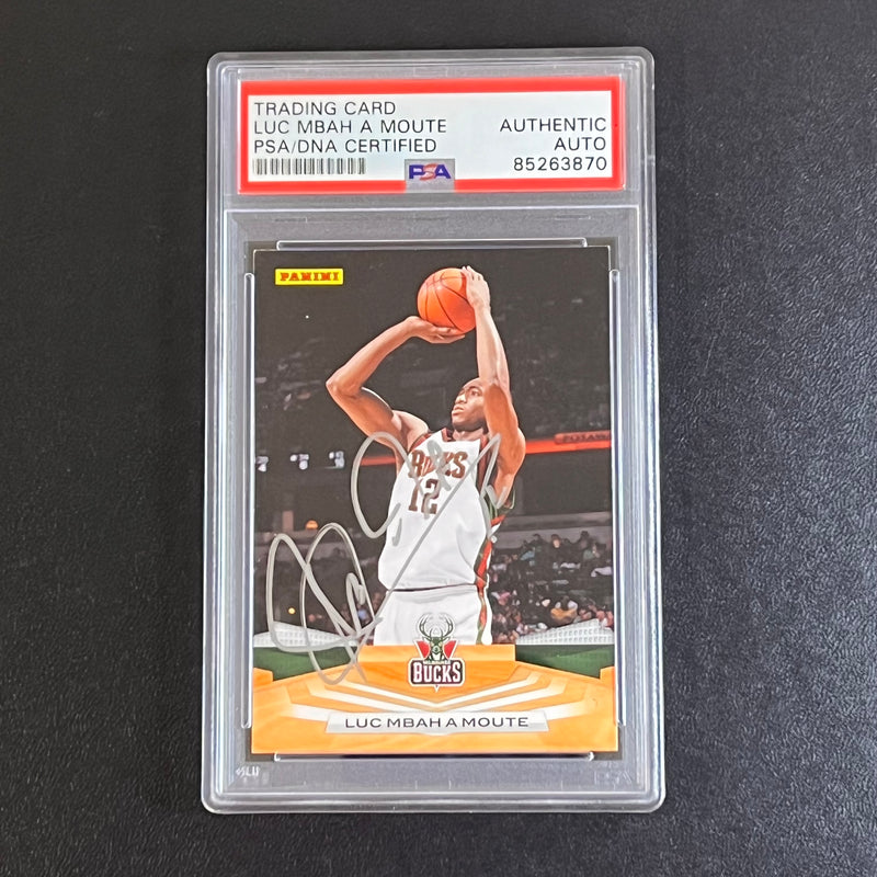 2009-10 Panini Basketball #100 Luc Mbah a Moute Signed Card AUTO PSA Slabbed Bucks