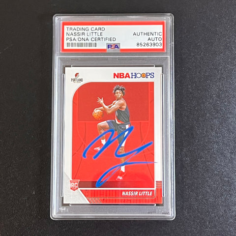 2019-20 NBA Hoops #220 Nassir Little Signed Rookie Card AUTO PSA Slabbed RC Blazers