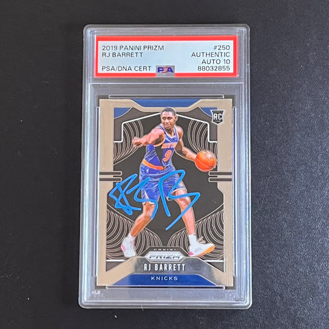 2019-20 Panini Prizm #250 RJ Barrett Signed Card PSA Slabbed AUTO 10 Knicks RC