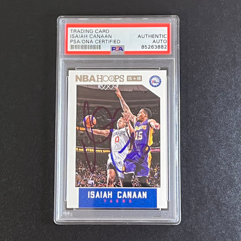 2015-16 NBA Hoops #34 Isaiah Canaan Signed Card AUTO PSA Slabbed 76ers