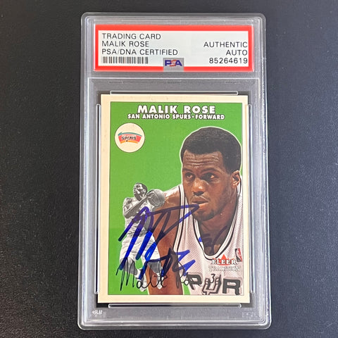 2000-01 Fleer #118 Malik Rose Signed Card AUTO PSA/DNA Slabbed Spurs