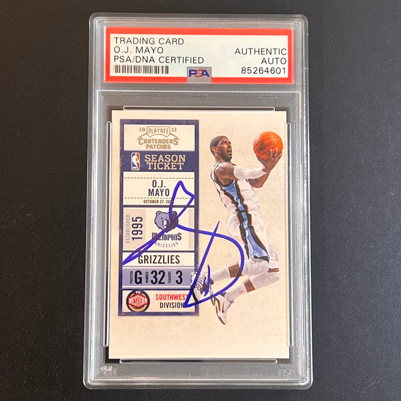 2010-11 Panini Contenders Patches Season Ticket #51 O.J. Mayo Signed Card AUTO PSA Slabbed Grizzlies