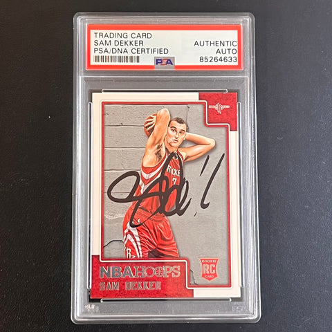 2015-16 NBA Hoops #296 Sam Dekker Signed Card AUTO 10 PSA Slabbed RC Rockets