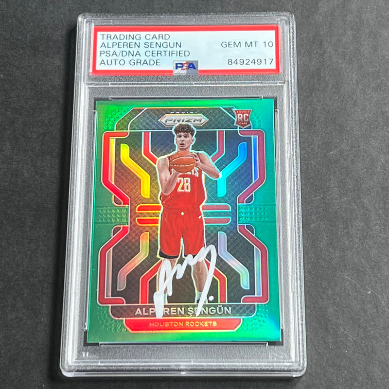 2021-22 Panini Prizm Green #318 Alperen Sengun Auto Grade 10 PSA Slabbed RC Rockets