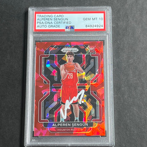 2021-22 Panini Prizm Red Ice #318 Alperen Sengun Auto Grade 10 PSA Slabbed RC Rockets