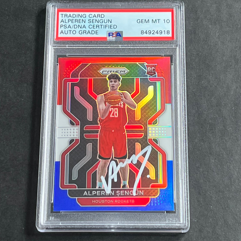 2021-22 Panini Prizm Red White Blue #318 Alperen Sengun Auto Grade 10 PSA Slabbed RC Rockets