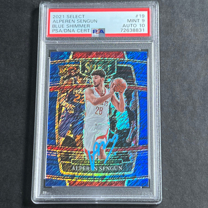 2021-22 Panini Select Blue Shimmer #19 Alperen Sengun Auto 10 Card 9 PSA Slabbed RC