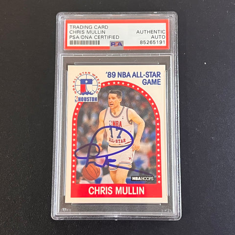 1989-90 NBA Hoops #230 Chris Mullin Signed Card AUTO PSA Slabbed Warriors
