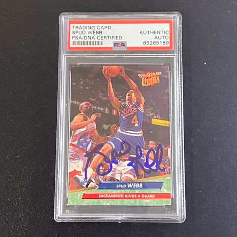 1992-93 Fleer #161 Spud Webb Signed Card AUTO PSA Slabbed Kings