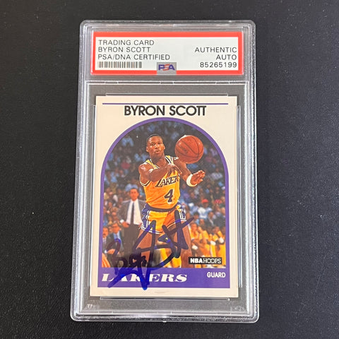 1989 NBA Hoops #15 Byron Scott Signed Card AUTO PSA Slabbed Lakers