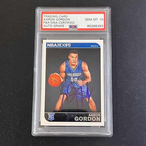 2014-15 NBA Hoops #264 Aaron Gordon Signed Card AUTO 10 PSA Slabbed RC Magic