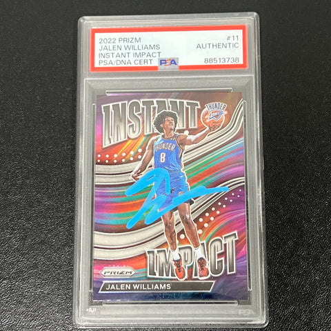 2022-2023 Panini Prizm Instant Impact #11 Jalen Williams Signed Card PSA AUTO Slabbed Thunder RC