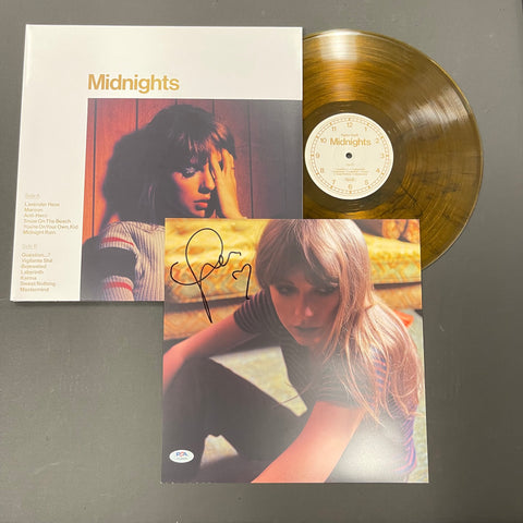 Taylor Swift Signed Mahogany Vinyl Insert PSA/DNA Autographed Midnights