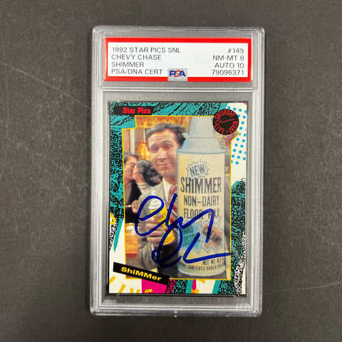 1992 Star Pics Shimmer #149 Chevy Chase Signed Card PSA 8 Auto 10 PSA/DNA Autograph SNL