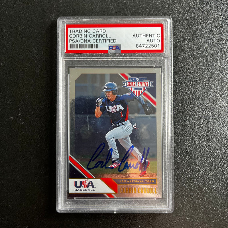 2020 Panini Stars and Stripes #96 signed by Corbin Carroll PSA/DNA Arizona Diamondbacks Autographed