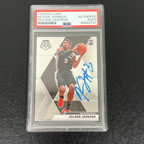 2018-19 Panini Mosaic #238 Keldon Johnson Signed Card AUTO PSA Slabbed RC Spurs