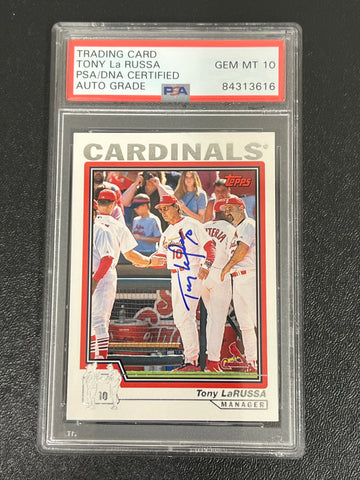 2003 Topps #293 Tony La Russa Signed Card Auto 10 PSA Slabbed Cardinals