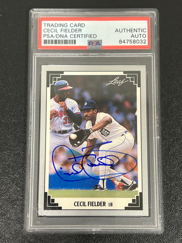 1991 Lead #106 Cecil Fielder Signed Card PSA Slabbed Auto Tigers