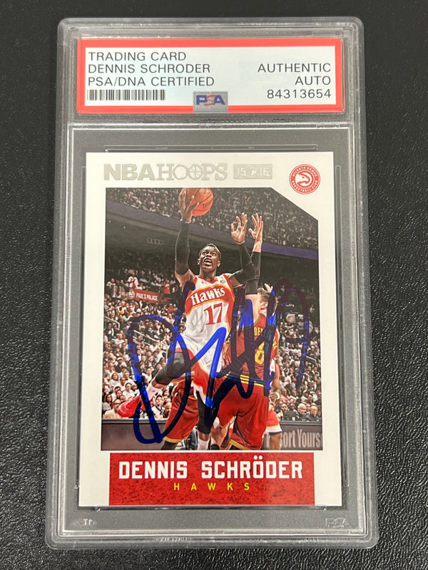 2015-16 NBA Hoops #89 Dennis Schroder Signed Card PSA AUTO Slabbed Hawks