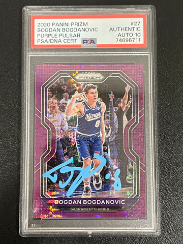 2020-21 Panini Prizm #27 Bogdan Bogdanovic Signed Card AUTO PSA Slabbed Kings