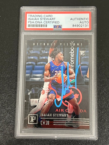 2020-21 Panini Hoops #119 Isaiah Stewart Signed Card AUTO PSA Rookie Pistons