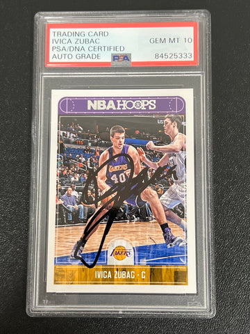 2017-18 Panini NBA Hoops #111 Ivica Zubac Signed Card AUTO 10 PSA Slabbed Lakers