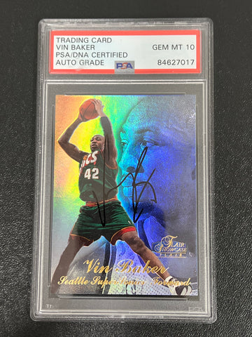 1998 Fleer Flair Showcase Vin Baker Signed Card PSA/DNA Slabbed Seattle Super Sonics