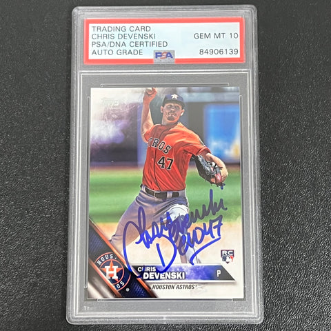 2016 Topps Update #US270 Chris Devenski Signed Card PSA Slabbed Auto Grade 10 Astros RC