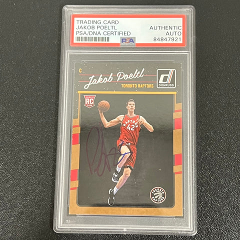 2015-16 Panini Donruss #159 Jakob Poeltl Signed Card AUTO PSA Slabbed RC Raptors