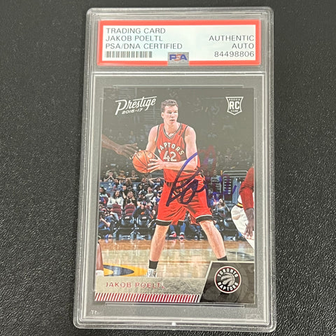 2016-17 Panini Prestige #159 Jakob Poeltl Signed Card AUTO 10 PSA Slabbed RC Raptors